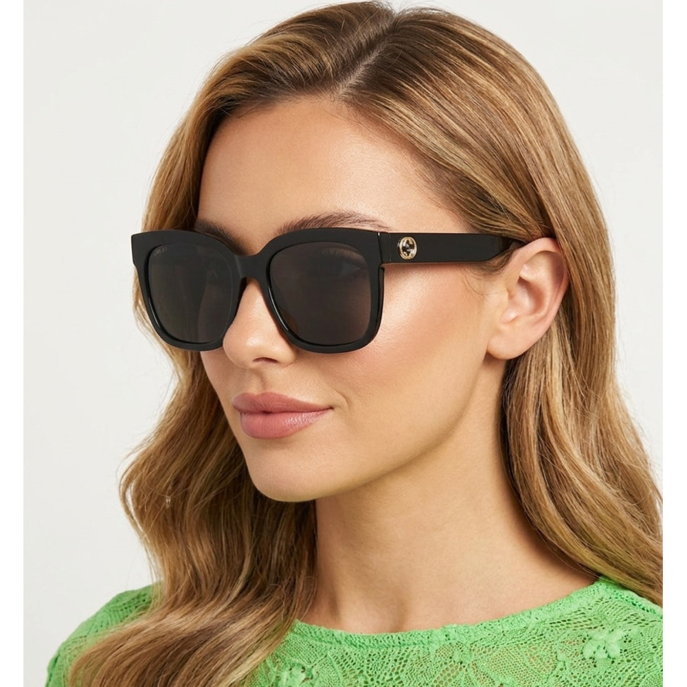Gucci GG0034SN Sunglasses Black Acetate Rectangle